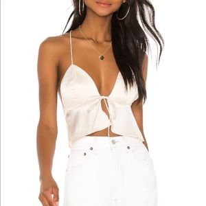 Superdown x Revolve Isla Satin Top Ivory (XS)